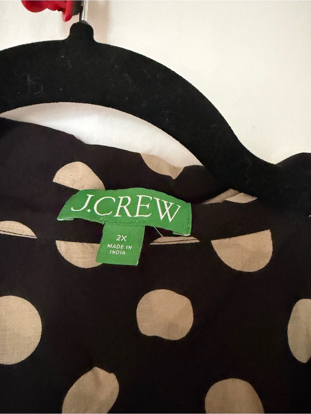 J. Crew Black Sheer Polka Dot Blouse with Cream Dots - Picture 2 of 3
